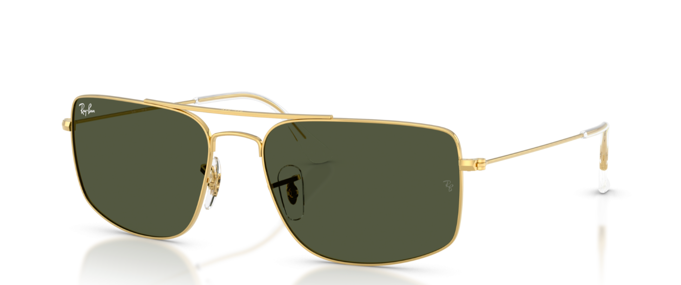 Ray-Ban gold green metal sunglasses angle